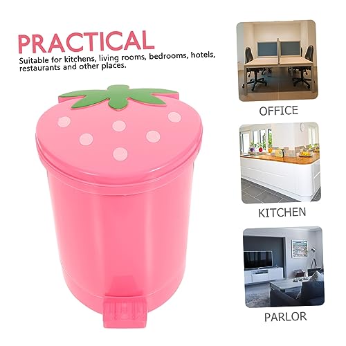 Basurero pequeño rectangular rosa para escritorio miniatura 7