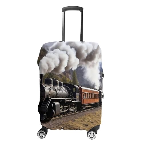 Steam Locomotive Train Luggage Cover, Washable Elastic Suitcase Cover Protector Fit 18-32 Inch Luggage