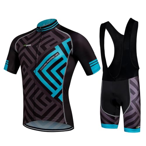 Meicynhoger Ropa Ciclismo Verano para Hombre,Ciclismo Maillot y Culotte Pantalones Cortos Transpirable