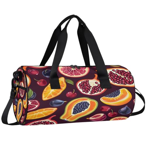Pomegranate Papaya Travel Gym Bag Waterproof Sport Dance Bag for Women Men Portable Gymnastics Duffel Bags Canvas Tote Carry on Handbag for Workout Overnight Weekender