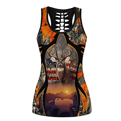 Ensemble débardeur et leggings motif Deer imprimé 3D avec découpes sexy