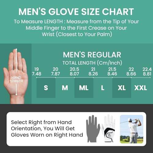 Image of Amy Sport Golf Gloves Men Right Handed Golfer Left Hand 1 or 3 Pack PU Leather All Weather Grip Soft Breathable Flexible for Mens (Pure White-1 Pack, M /Large, Left)