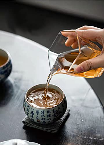 Caalio Chinese Retro Crackle Porcelain Tea Cups, For Coffee Matcha Hot Green Tea Chinese Tea, Diameter 2.49 Inches X Height 1.59 Inches, 5Fl Oz/150Ml - Rounded Calligraphy #TOP3