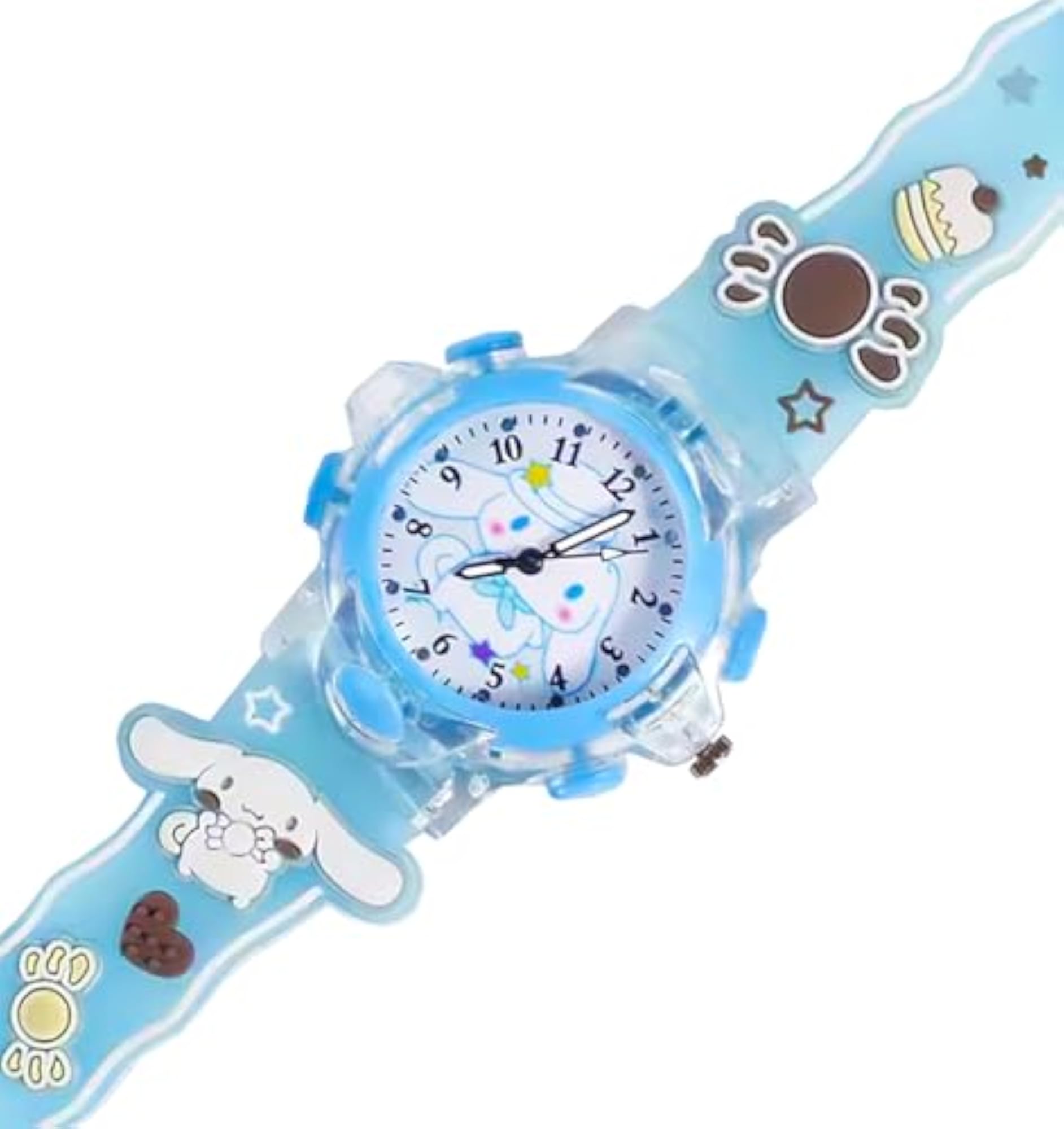 Kids Cartoon 3D Printed Strap & Glowing Light Watch