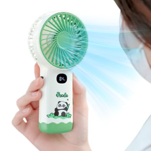 Qyljeiwred Ventilador de mano recargable, pantalla digital de 5 velocidades, ventilador personal, ultra silencioso, funciona con pilas, para mujeres, hombres, niñas y niños, práctico dispositivo de