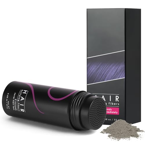 LOPHE Polvo de Fibra Capilar, 25g Fibras Capilares Hombre y Mujer, Polvo Voluminizador Pelo Hombre, Polvos para el Pelo, Relleno Capilar Instantaneo para Disimular Calvicie (Gris)