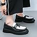 Men's Fashion Chunky Platform Penny Loafers Luxury Round Toe Slip-On Dress Shoes with Non-Slip Lug Sole for Business Work and Daily Casual Wear (White and Black-C,10)