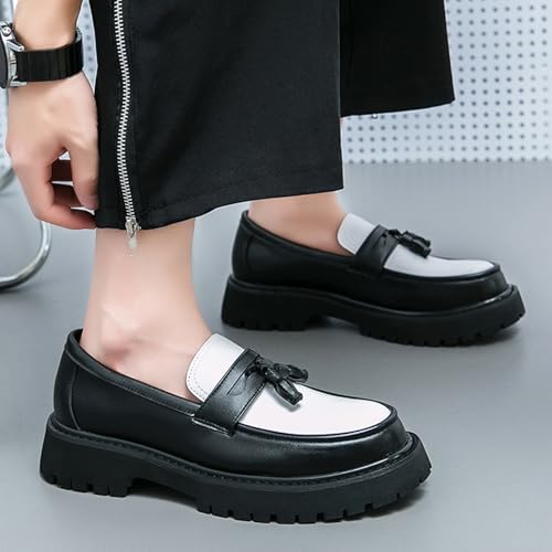 Men's Fashion Chunky Platform Penny Loafers Luxury Round Toe Slip-On Dress Shoes with Non-Slip Lug Sole for Business Work and Daily Casual Wear Sizes 6-144