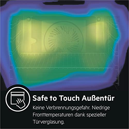 AEG Einbaubackofen BES331110B / Serie 6000 / SurroundCook – Heißluft mit Ringheizkörper/Reinigungshilfe mit Wasserdampf/Versenkknebel/Grillfunktion/Display mit Uhr/Autark/A/Schwarz