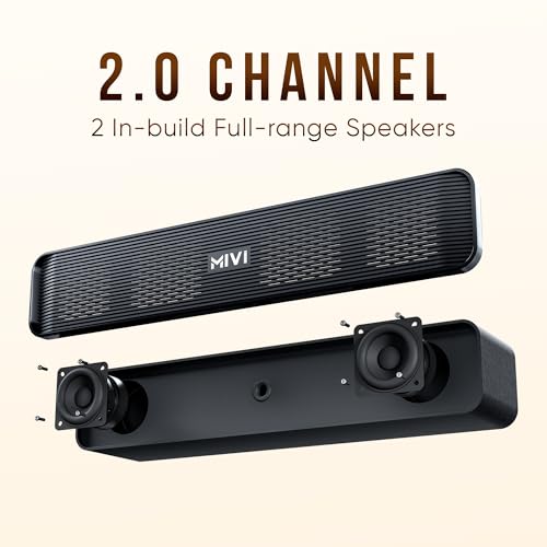 Image of Mivi Fort H30 Portable Bluetooth Speakers Soundbar - [Newly launched] 30W Bluetooth Soundbar for Campus Life, 2.0 Channel, Sleek Design, 6 Hours Playtime, Multi-connectivity, Made in India