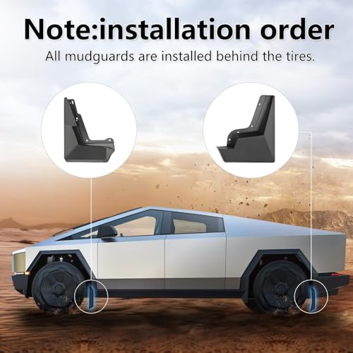 Image of Mud Flaps for 2025 Tesla Cybertruck Accessories- No Drilling Required, All-Weather Mud Guards Body Kits, Black, Set of 4 (for Cybertruck 2024-2025)