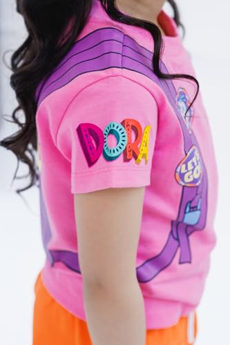 Image of DORA Nickelodeon Girls Cosplay T-Shirt & French Terry Shorts Outfit Set Toddler to Little Kid Sizes (2T - 7-8)