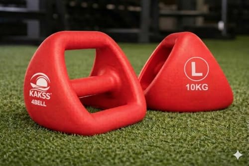 Image of Kakss 4BELL Multipurpose Gym Equipment 4-in-1 Dumbbell, Kettlebell, Push-Up Bar & Med Ball, Compact Home Workout Tool for Men & Women,(ONE PIECE) (10kg Red)
