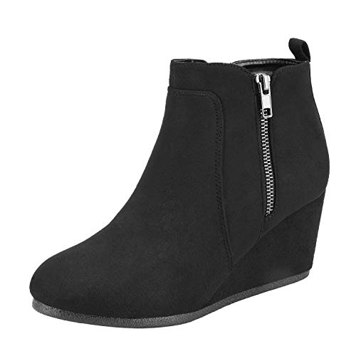 DREAM PAIRS Women's Suede Low Wedges Ankle Boots