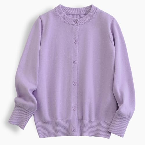 Image of ACESTAR Boys Girls Cardigan Sweater Cotton School Uniforms Solid Kids Long Sleeve Button Down Sweaters Knit Tops, 3T-12Years