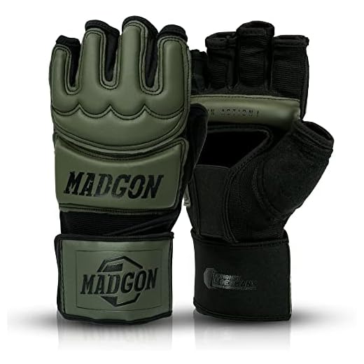 MADGON MMA Handschuhe Olive/Schwarz S | Für Männer & Frauen | Komfortabler Sitz & hohe Sicherheit | Ideal für Boxen, Kampfsport, MMA & Muay Thai