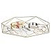 FLY SPRAY Ornate Tray Makeup Jewelry Organizer Metal Brass Mirrored Glass Tray Luxury Gold Hexagonal Desktop Simple Style Cosmetic Jewelry Box Vanity Home Décor, Perfume Plate Wedding Gifts