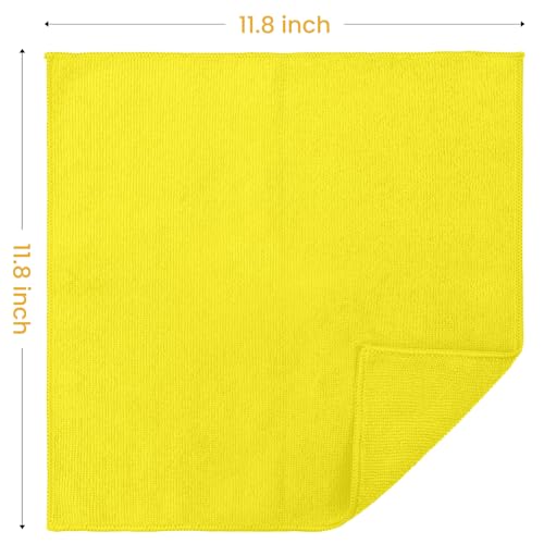 Image of SIFANGKE Microfiber Cleaning Cloth, 12 Pack Yellow Cleaning Rags for Housekeeping, Reusable Microfiber Towels for Car, Kitchen, Bathroom and Household Cleaning Supplies, 11.8 inchX11.8 inch