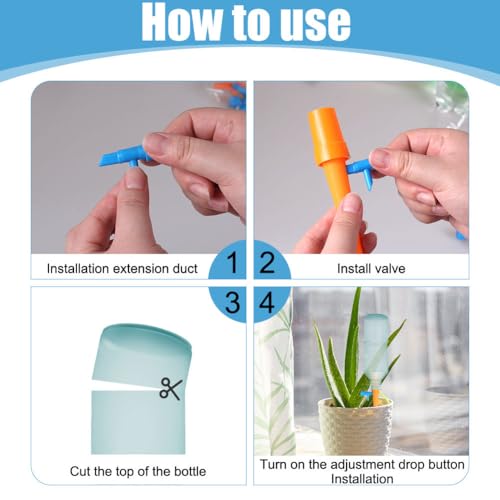 Self Watering Spikes,12 PCS Adjustable Plant Watering Devices Detachable with Rotary Switch for Above 2.5cm Bottle Diameter - Image 2