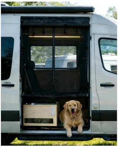 MELIPRON Van Bug Screen with Privacy Blackout Panel Fit for Mercedes Sprinter 2007-2025 High Roof Side Sliding Door, Magnetic Self-Closing Mosquito Net Fly Screen for Van Life Camping