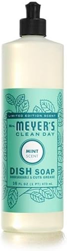 Mrs. Meyer's Clean Day - Detergente líquido para platos, aroma a menta, fórmula biodegradable, 16 fl oz oz.