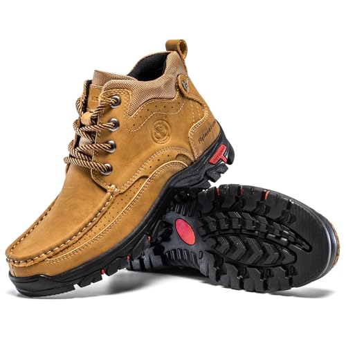 FLYLAND Men's Casual Boots Vintage Leather Ankle Dress Boot Chukka Boots Mid Top Non-Slip Driving Walking Shoes - Image 6