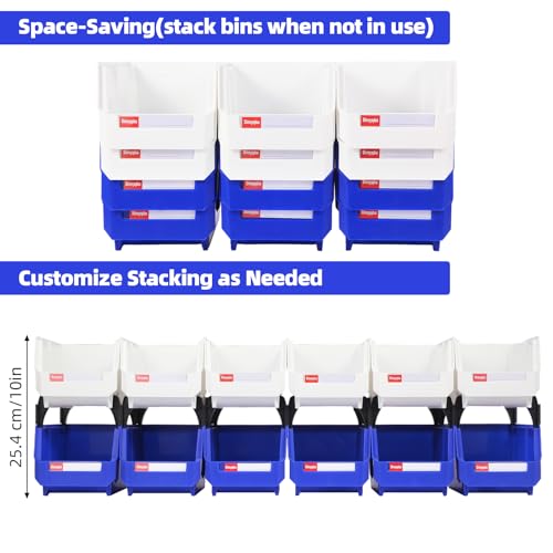 Shineyaplus 12 Packs Stackable Storage Bins, 7" x 5" x 4" Parts Bin, by Shineyaplus - Used condition - Image 4