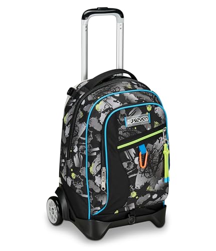 Seven Trolley Scuola Jack 2 Ruote, Nero Grigio, Feeling Me,