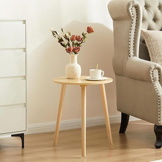 Image of Shoppee Foldable Oval Shaped Bed Side Table for Coffee Tea & Living Room Beauty Full Table (Large, Wood , Natural )