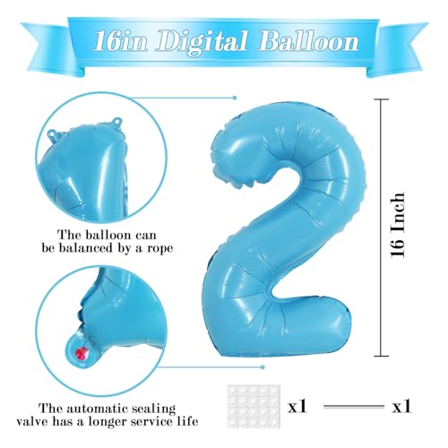 Image of TONIFUL Number Balloon 16Inch 10 Pcs Baby Blue 0-9 Birthday Number Balloons