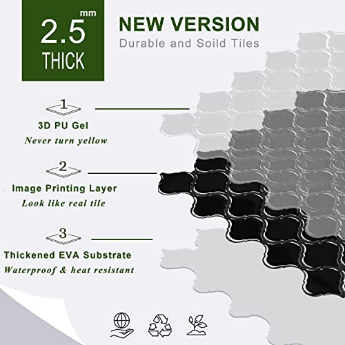 STICKGOO Arabesque Peel and Stick Backsplash, 12”X12” Backsplash Tile for Kitchen Peel and Stick, Self Adhesive Wall Tile Stick on Tiles (Thicker Design, Black)