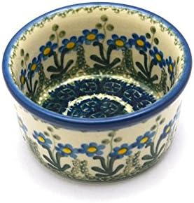 Polish Pottery Ramekin - Blue Spring Daisy