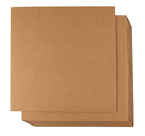 Image of Mechdel 5-Ply Corrugated Cardboard Sheets - 6-Pack Flat Cardboard Sheets, Cardboard Inserts for Packing, Mailing, Crafts - Kraft Brown, 12 x 12 Inches (6)