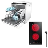 Hermitlux Tischgeschirrspüler, Mini Geschirrspüler mit und ohne wasseranschluss verwendbar, 43 cm breit, Platz für 4 Maßgedecke, Camping nutzbar, 175 kWh/Jahr, weiße