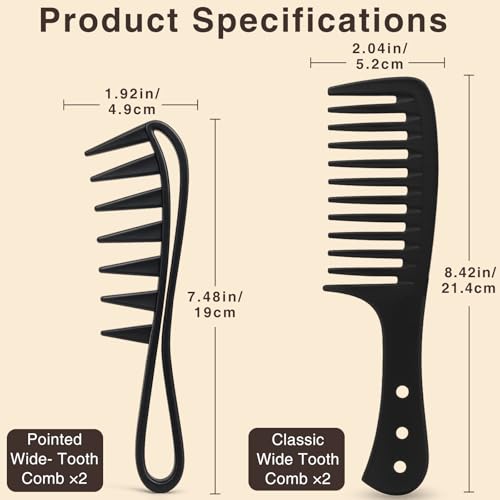 Set de 4 Peines de Dientes Anchos para Cabello Rizado miniatura 6