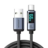 Joyroom S-AC066A16 66W Fast Charging Type-C Cable USB-C to USB-C with Digital Power Display | 480Mbps Data Transfer | 1.2M PD 66W Super Fast Charge | Smart Chip Protection | Black | 12 Months Warranty