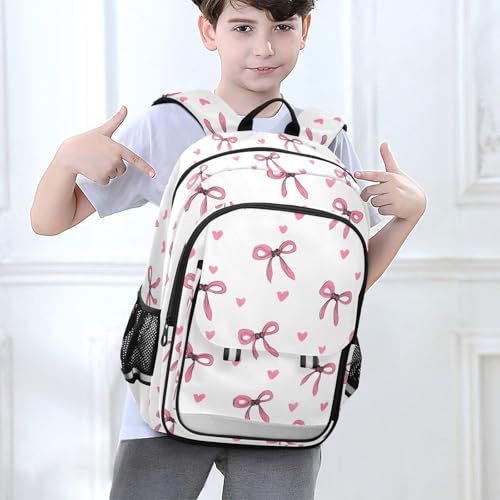 ALAZA Pink Bow Heart Pattern Kids Laptop Backpack 17 inch School Bookbag Back Pack Business Computer Bag Casual Daypack2