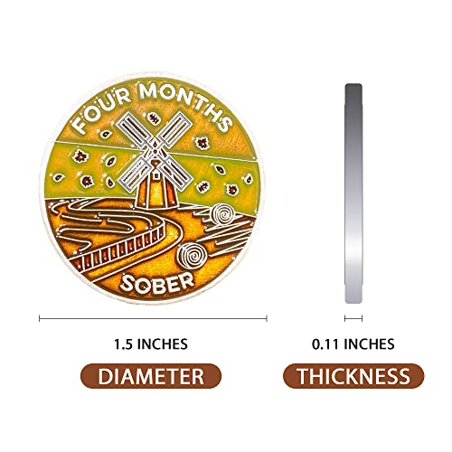Image of The Achieve Mint 4 Months Sober Token | Four Month Sobriety Chip | Non-AA, Non-Religious Medallions for Men and Women Celebrating Sobriety