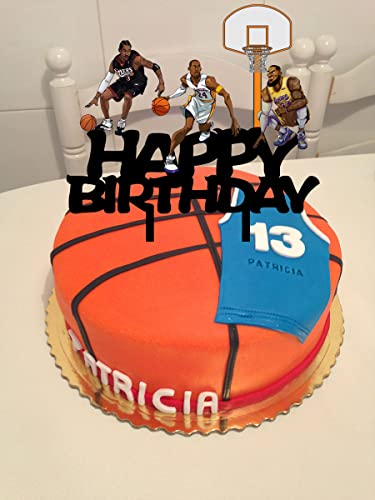 Basketball Happy Birthday Cake Topper For Basketball/Sport Themed Birthday Party Cake Decoration, Basketball Star Cake Decoration For Basketball Lover‘s Birthday Party #TOP4