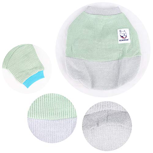 Ichoue Pet Dog Crewneck Sweater Color Block Pullover Winter Warm Clothes For French Bulldog Pug Boston Terrier - Green And Grey/Large #TOP6