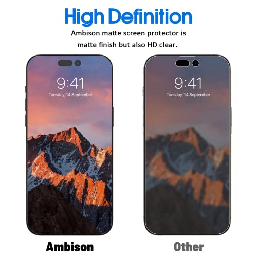 Ambison [2 Pack Matte Glass Screen Protector Compatible For Iphone 14 Pro Max, Dynamic Island Compatible/Anti-Glare [No Bubbles] Install Frame/Smooth As Silk, Iphone 14 Pro Max 6.7Inch 2022 #TOP6
