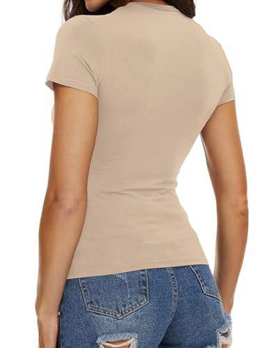 Image of Womens Basic Tees Summer Short Sleeve Shirts Slim Fit Tight T Shirt Going Out Tops Trendy 2026