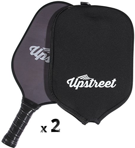 Upstreet Graphite Pickleball Paddle by PP Honeycomb Composite Core | Neoprene Racket Cover (Chalk) - Thumbnail 2