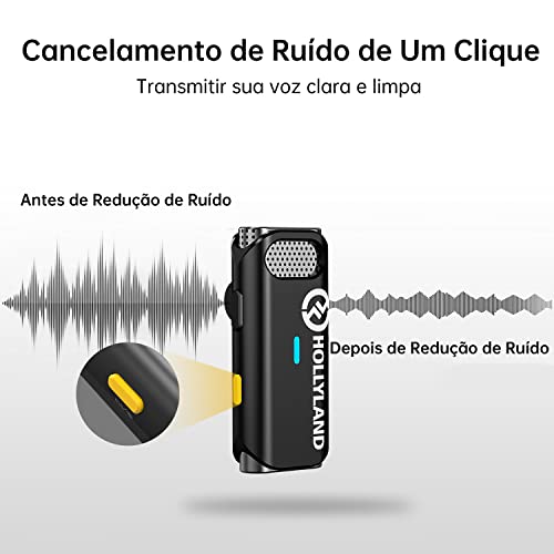 Hollyland-Microfone Lapela Sem Fio-Lark M1-Anti Ruído Com Dois Adaptadores, Transmissão Sem Fio 200