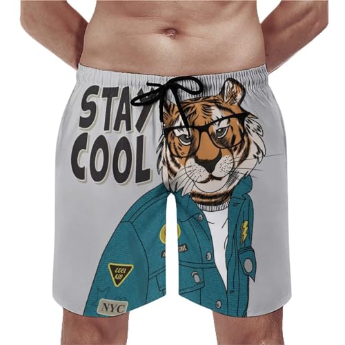 Maillot de bain séchage rapid homme tigre avec poches et cordon S