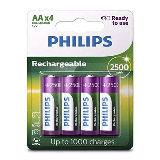 Pilha Recarregavel Philips Aa De 2500Mah 4 Unidades 1.2V
