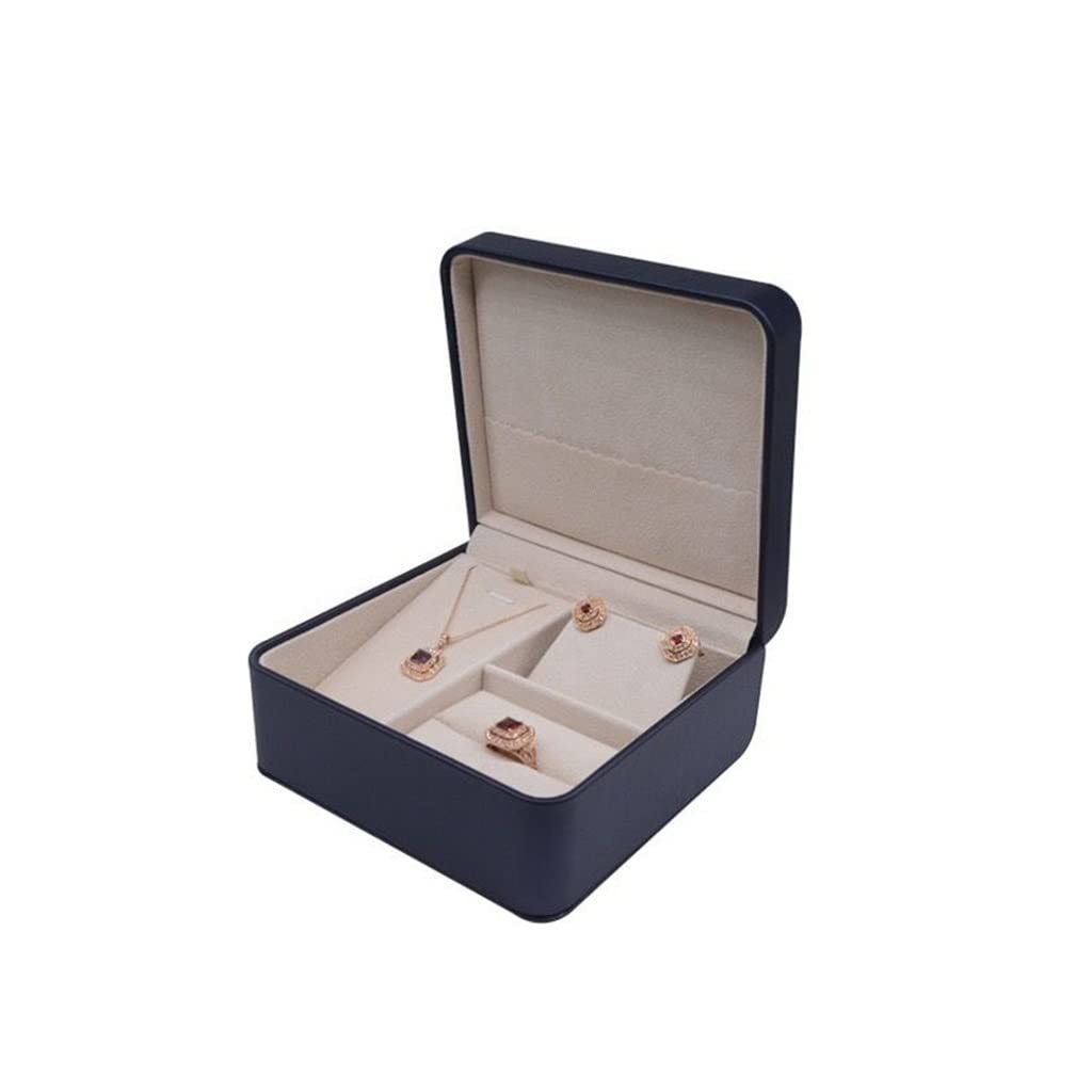 Boîte à bijoux cadeau de mariage élégante en cuir gris clair avec trois pièces modulables