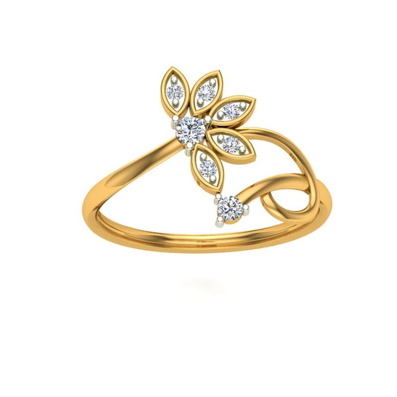 Image of DISHIS 18K(750) /14K(585) Yellow Gold Diamond Flower Ring for Women