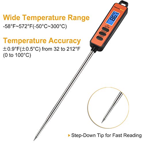 (Laranja) - ThermoPro TP01A Termometro de Leitura Instantanea de Carne com Sonda Longa Termometro Di