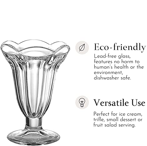 Image of MARTVIA 300ML Ice Cream Glasses Cups Dishes for Desserts, Milkshake,Fruit and Pudding Glass Serving Bowls, Perfect for Home, Restaurants and Parties Dishwasher Safe (Crystal Cups, Set of 4)